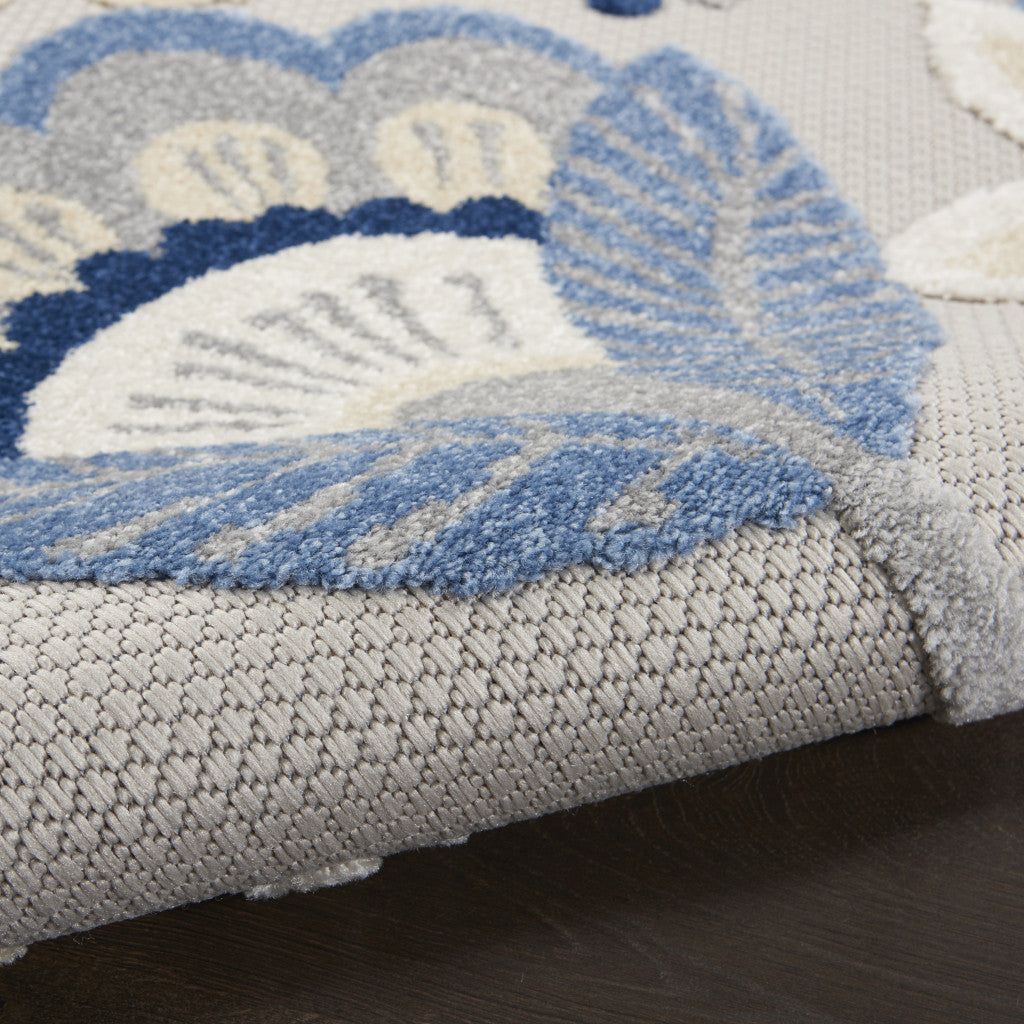 5' Blue And Gray Round Indoor Outdoor Area Rug