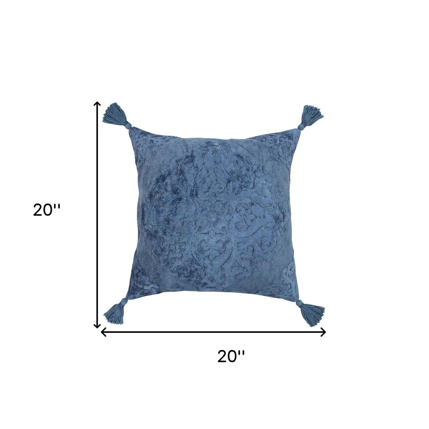 20" Blue Throw Pillow with Tassels