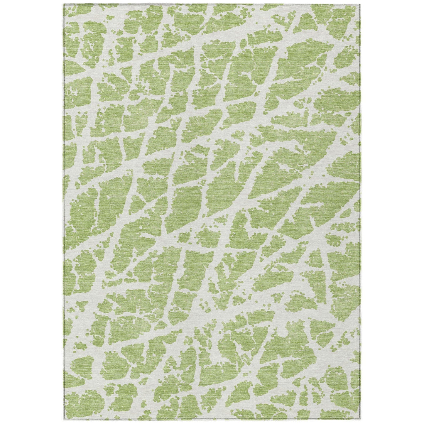 3' X 5' Green And White Abstract Washable Indoor Outdoor Area Rug
