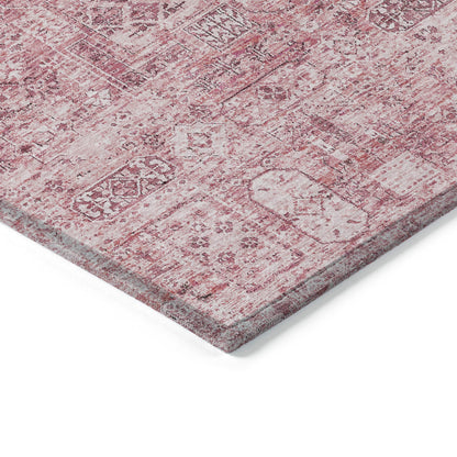 5' X 8' Pink Blush And Charcoal Floral Washable Indoor Outdoor Area Rug