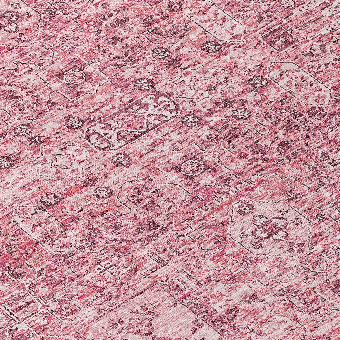 5' X 8' Pink Blush And Charcoal Floral Washable Indoor Outdoor Area Rug