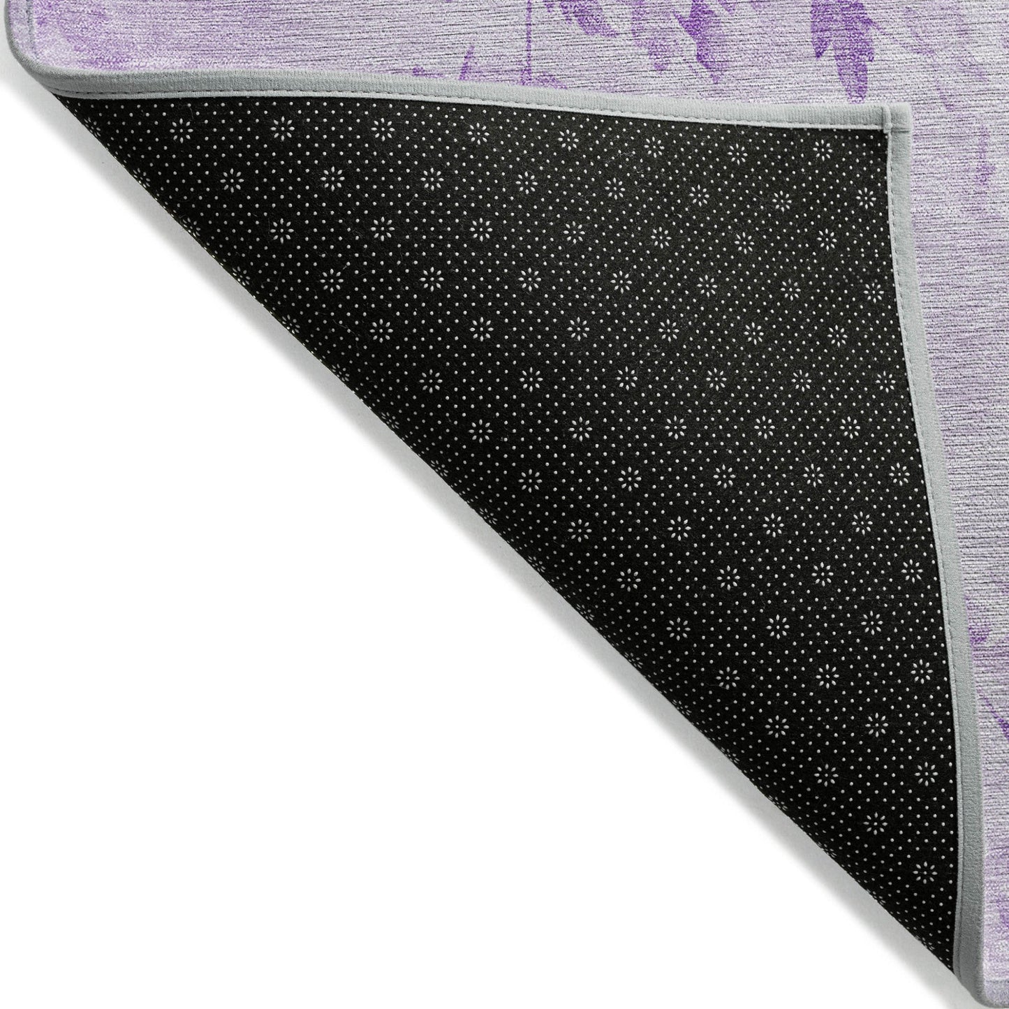 8' Lavender And Purple Round Floral Washable Indoor Outdoor Area Rug