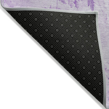 8' Lavender And Purple Round Floral Washable Indoor Outdoor Area Rug