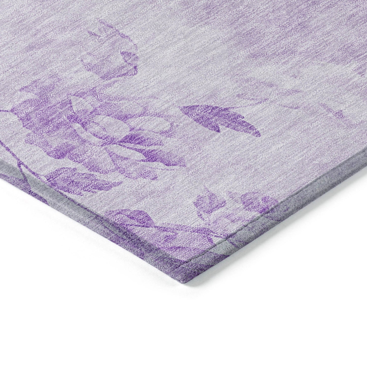 8' Lavender And Purple Round Floral Washable Indoor Outdoor Area Rug