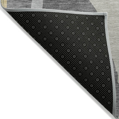 5' X 8' Black Gray And Tan Abstract Washable Indoor Outdoor Area Rug