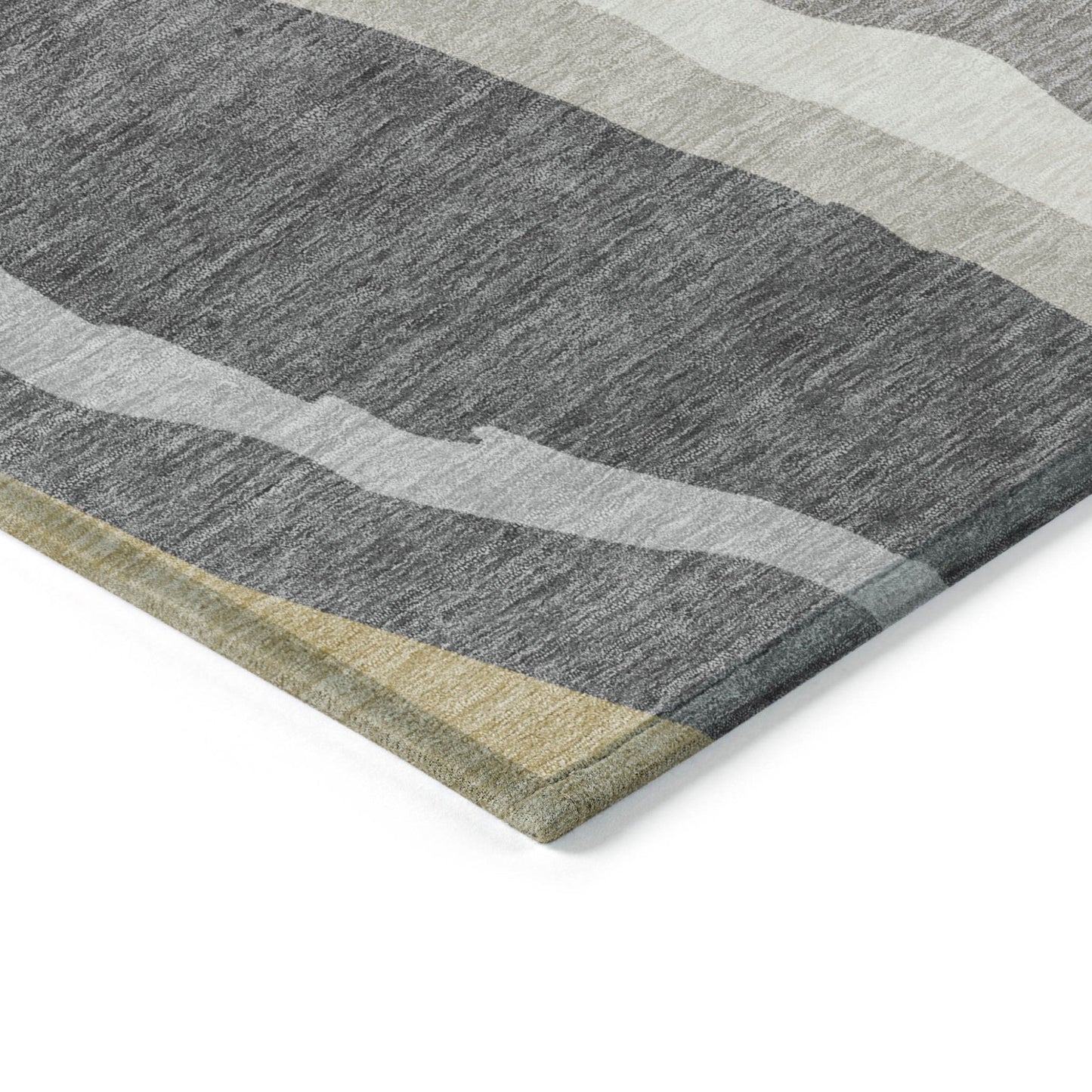 5' X 8' Black Gray And Tan Abstract Washable Indoor Outdoor Area Rug