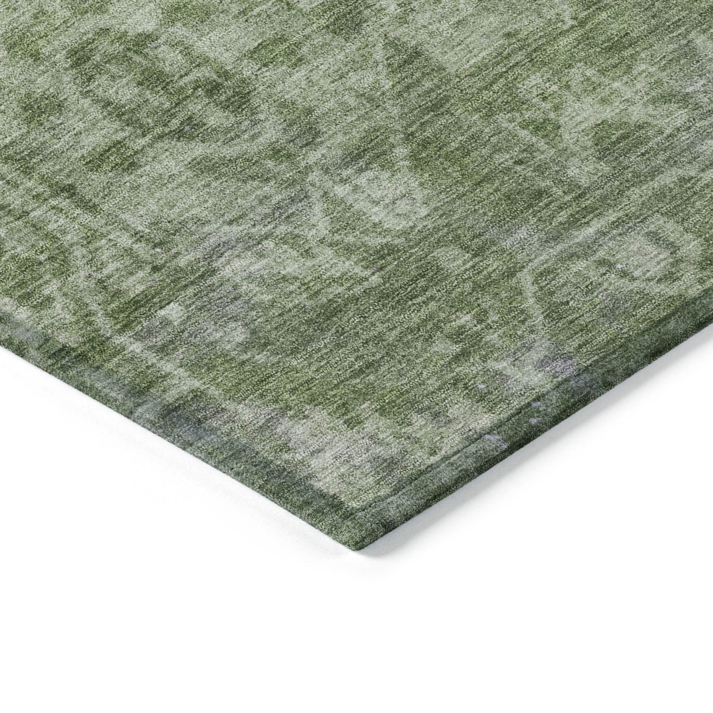9' X 12' Fern Green Oriental Washable Indoor Outdoor Area Rug
