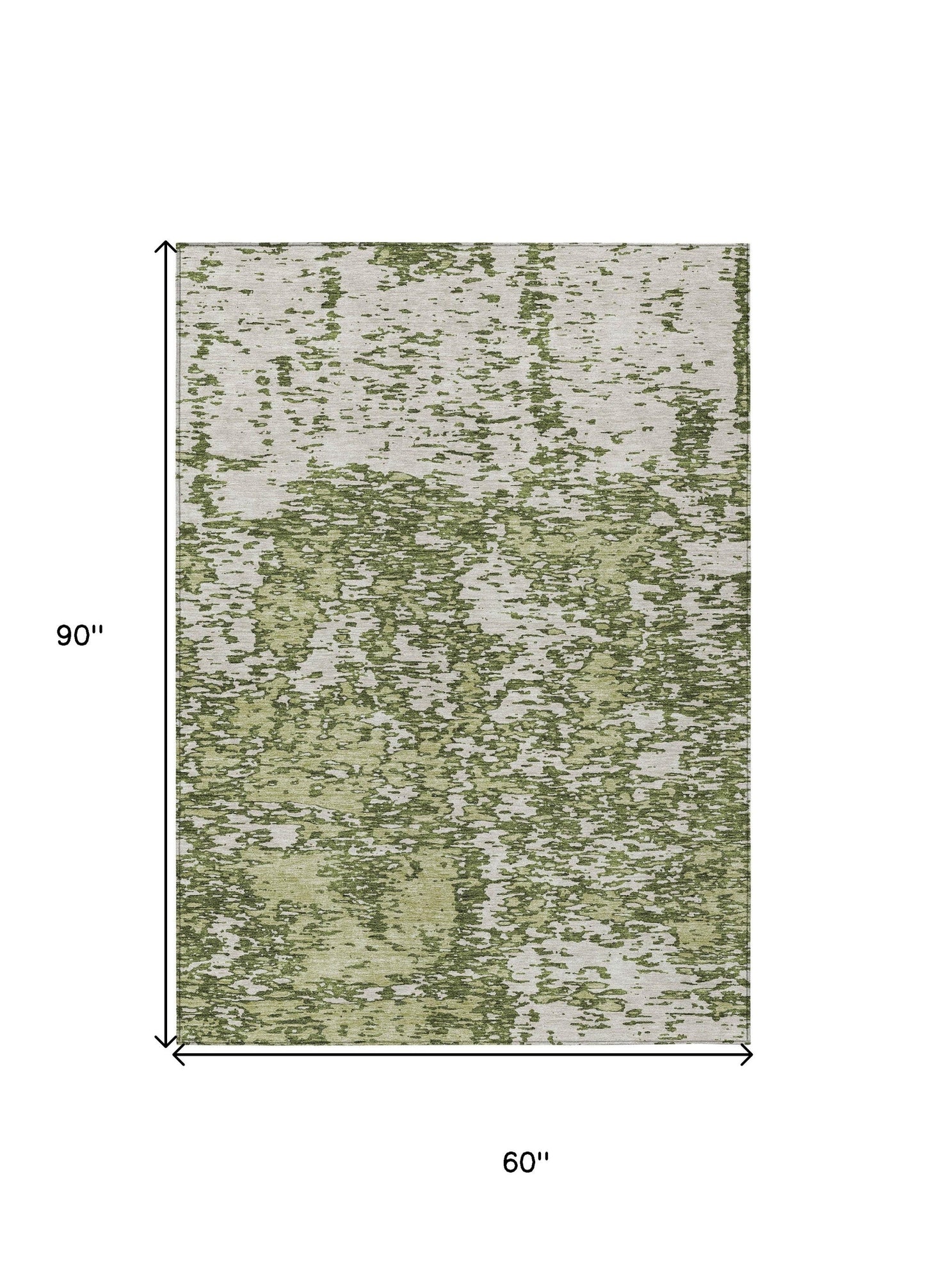 5' X 8' Olive Green And Ivory Abstract Washable Indoor Outdoor Area Rug