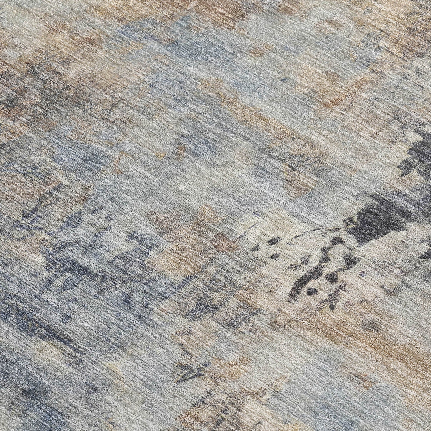 3' X 5' Denim Blue Beige And Charcoal Abstract Washable Indoor Outdoor Area Rug