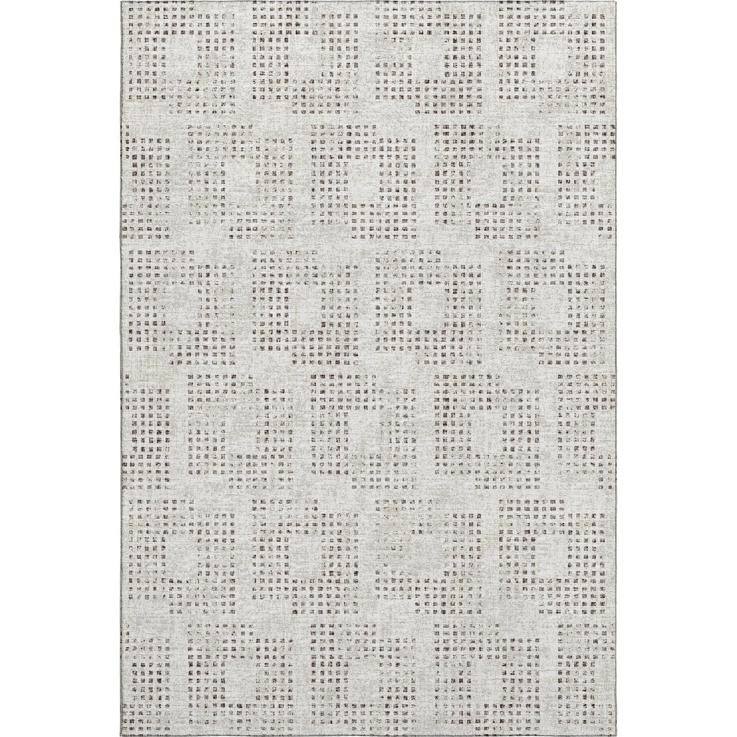 8' X 10' Beige And Chocolate Geometric Washable Indoor Outdoor Area Rug