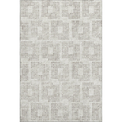 8' X 10' Beige And Chocolate Geometric Washable Indoor Outdoor Area Rug