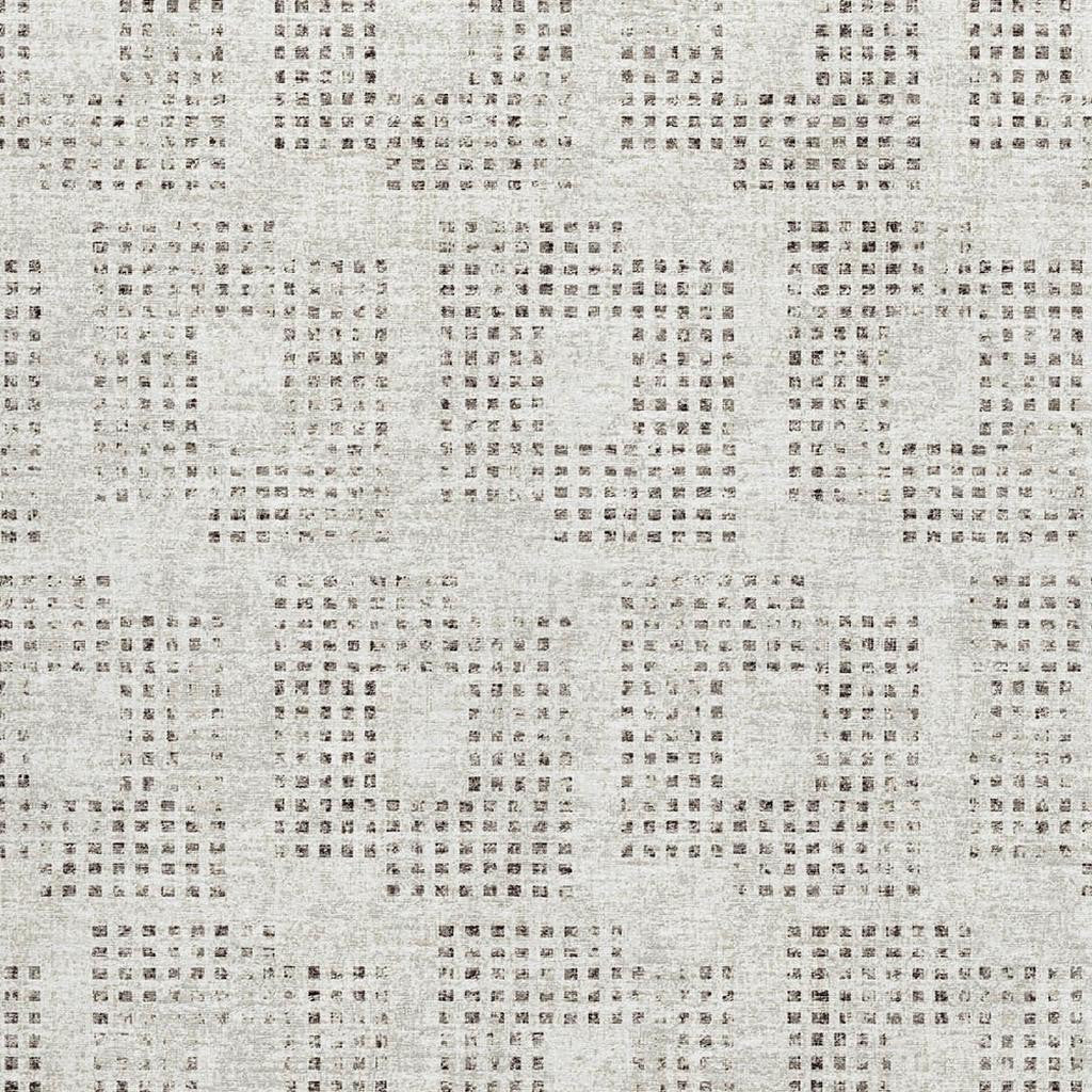 8' X 10' Beige And Chocolate Geometric Washable Indoor Outdoor Area Rug