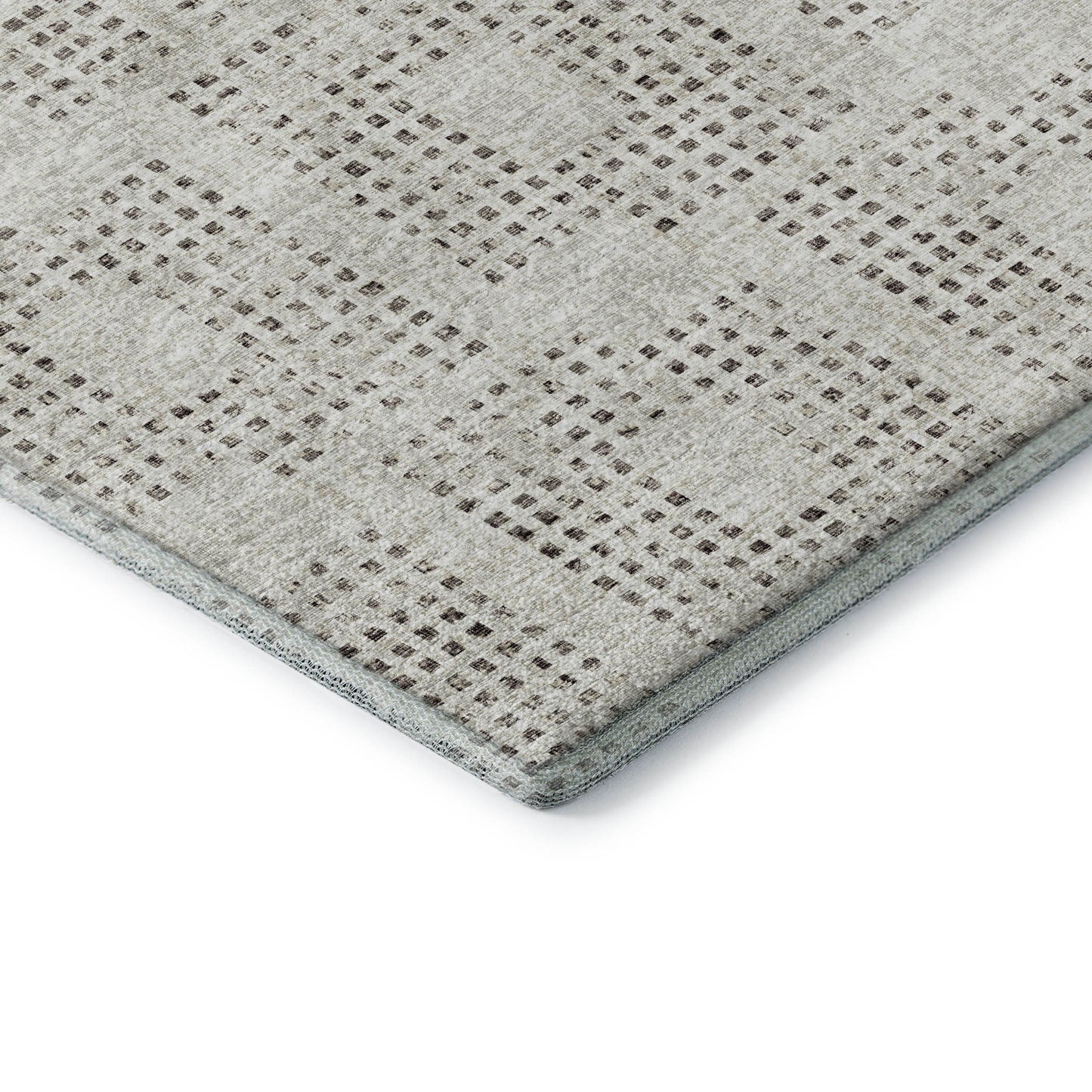 8' X 10' Beige And Chocolate Geometric Washable Indoor Outdoor Area Rug