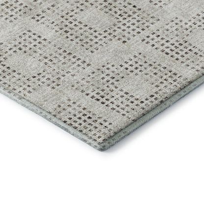 8' X 10' Beige And Chocolate Geometric Washable Indoor Outdoor Area Rug