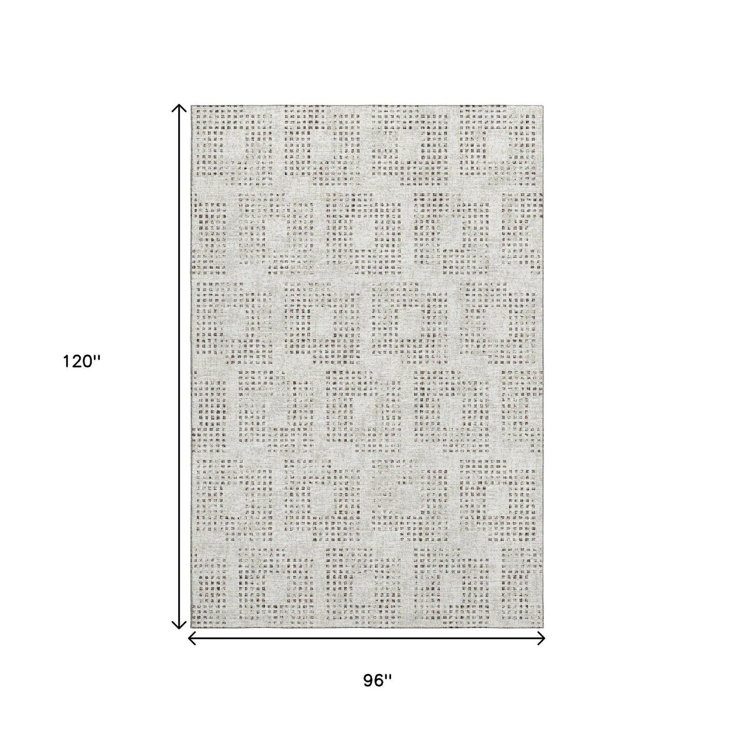 8' X 10' Beige And Chocolate Geometric Washable Indoor Outdoor Area Rug