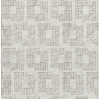 8' X 10' Beige And Chocolate Geometric Washable Indoor Outdoor Area Rug