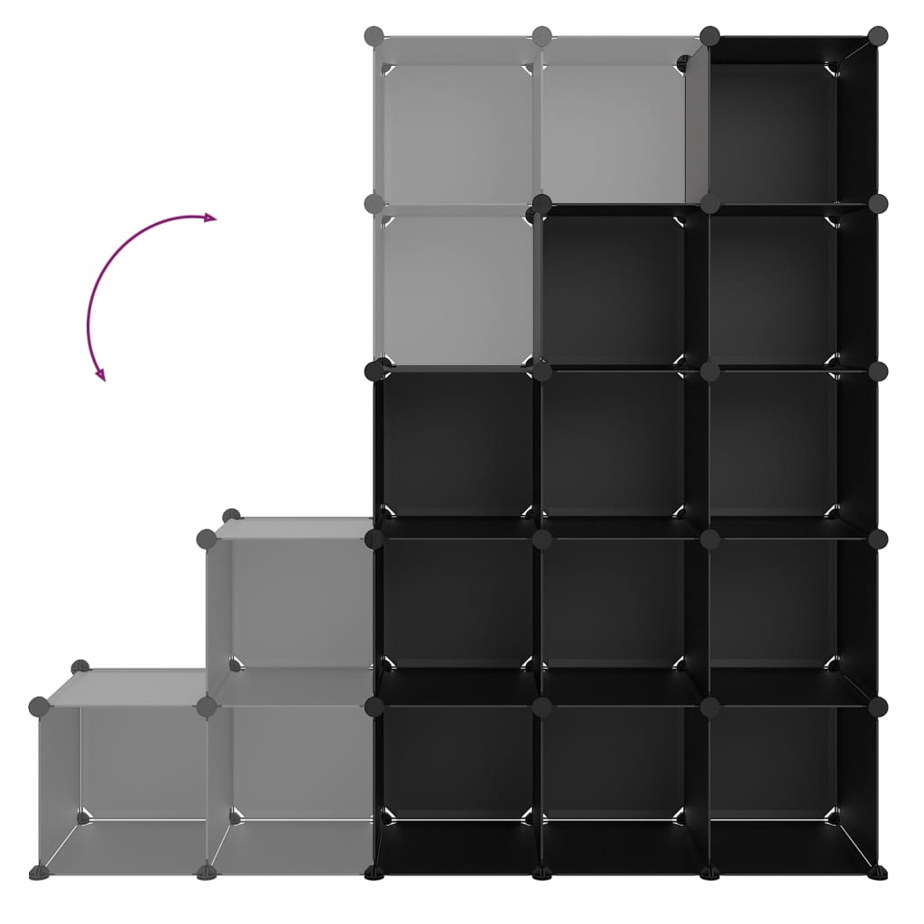 shelving system with 15 cubes PP   shelving system