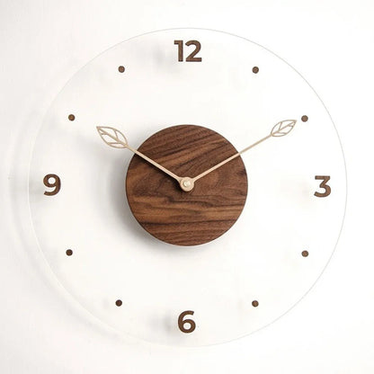 Solid Wood Digital Wall Watch Acrylic Transparent Hanging Clock Silent Movement Decorative Scale Clock Wall Ornament