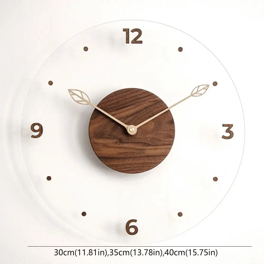 Solid Wood Digital Wall Watch Acrylic Transparent Hanging Clock Silent Movement Decorative Scale Clock Wall Ornament