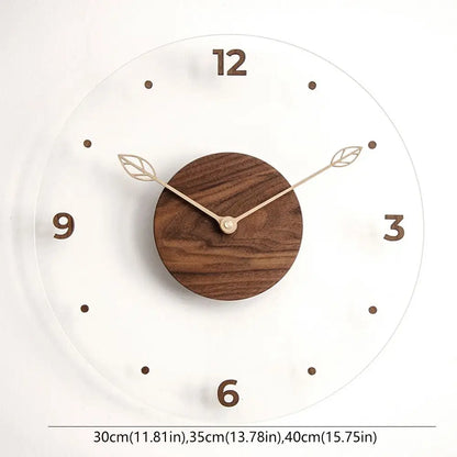 Solid Wood Digital Wall Watch Acrylic Transparent Hanging Clock Silent Movement Decorative Scale Clock Wall Ornament