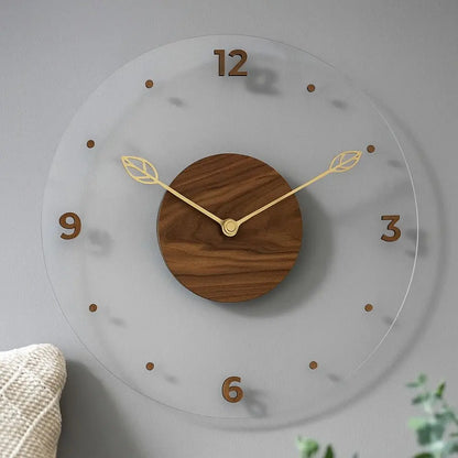 Solid Wood Digital Wall Watch Acrylic Transparent Hanging Clock Silent Movement Decorative Scale Clock Wall Ornament
