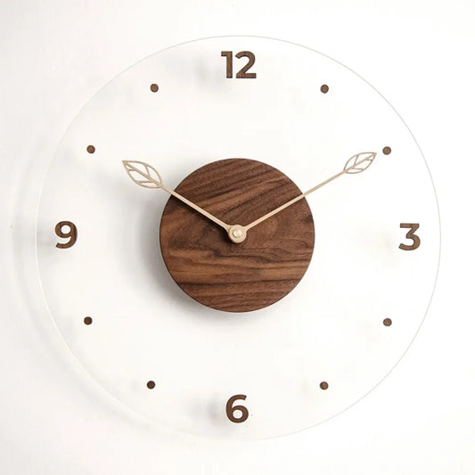 Solid Wood Digital Wall Watch Acrylic Transparent Hanging Clock Silent Movement Decorative Scale Clock Wall Ornament