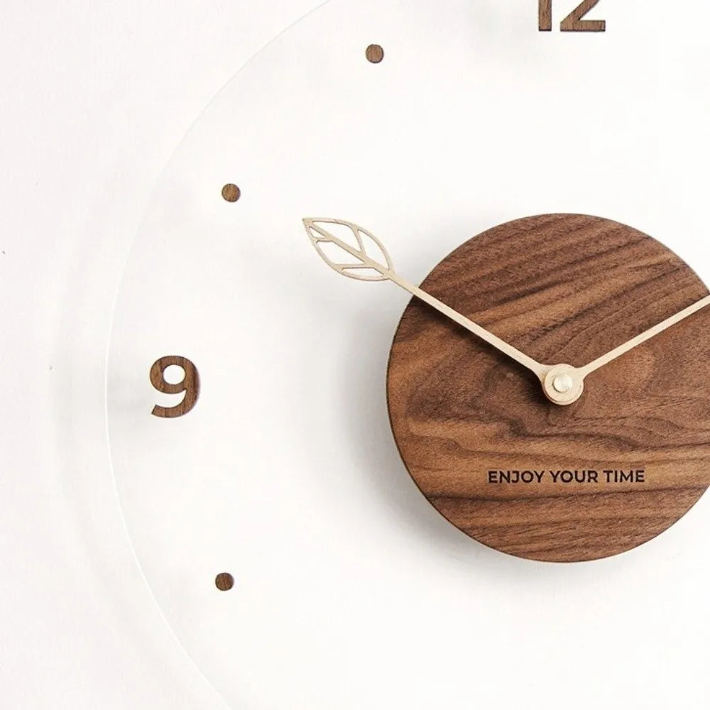 Solid Wood Digital Wall Watch Acrylic Transparent Hanging Clock Silent Movement Decorative Scale Clock Wall Ornament