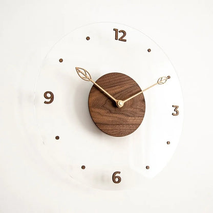 Solid Wood Digital Wall Watch Acrylic Transparent Hanging Clock Silent Movement Decorative Scale Clock Wall Ornament