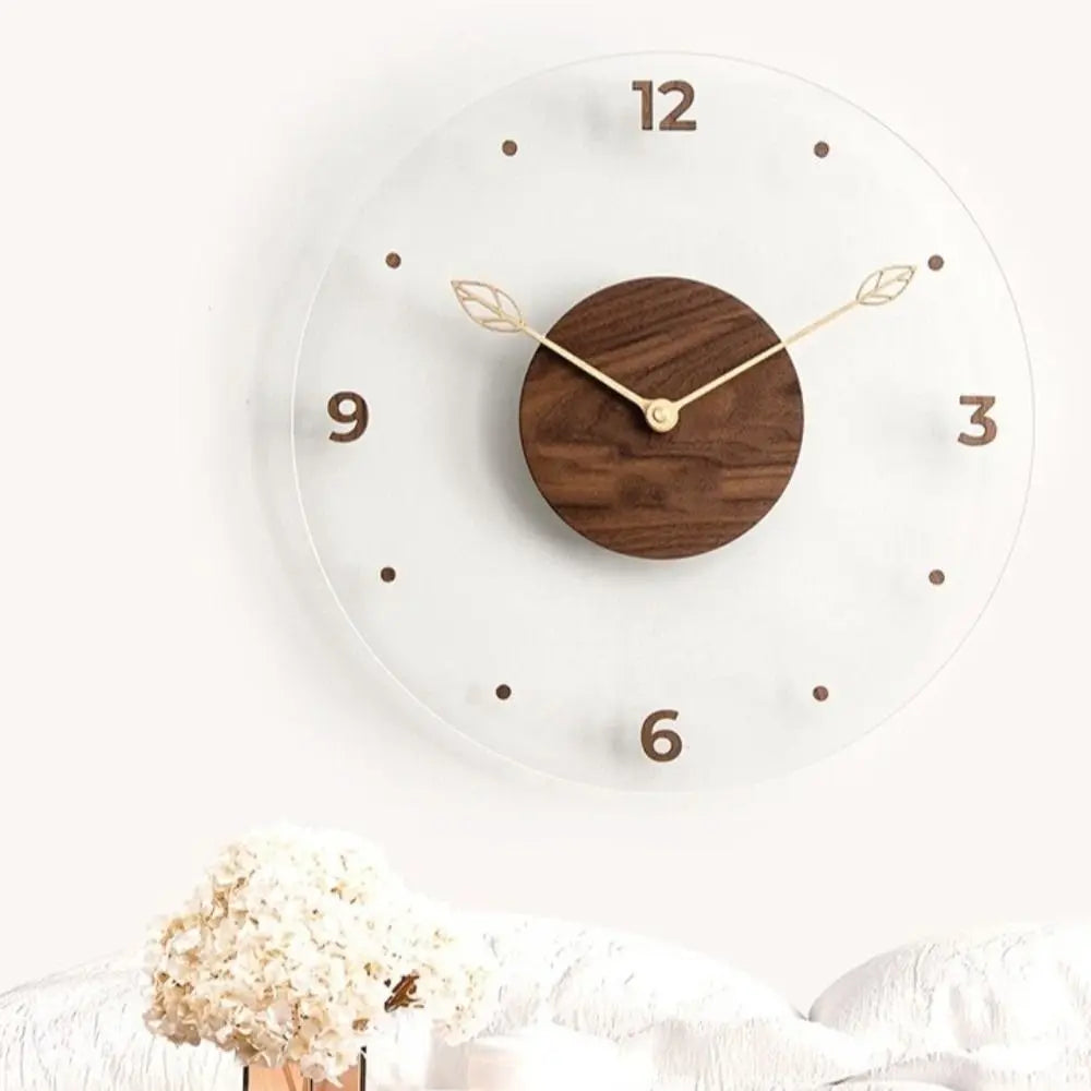 Solid Wood Digital Wall Watch Acrylic Transparent Hanging Clock Silent Movement Decorative Scale Clock Wall Ornament