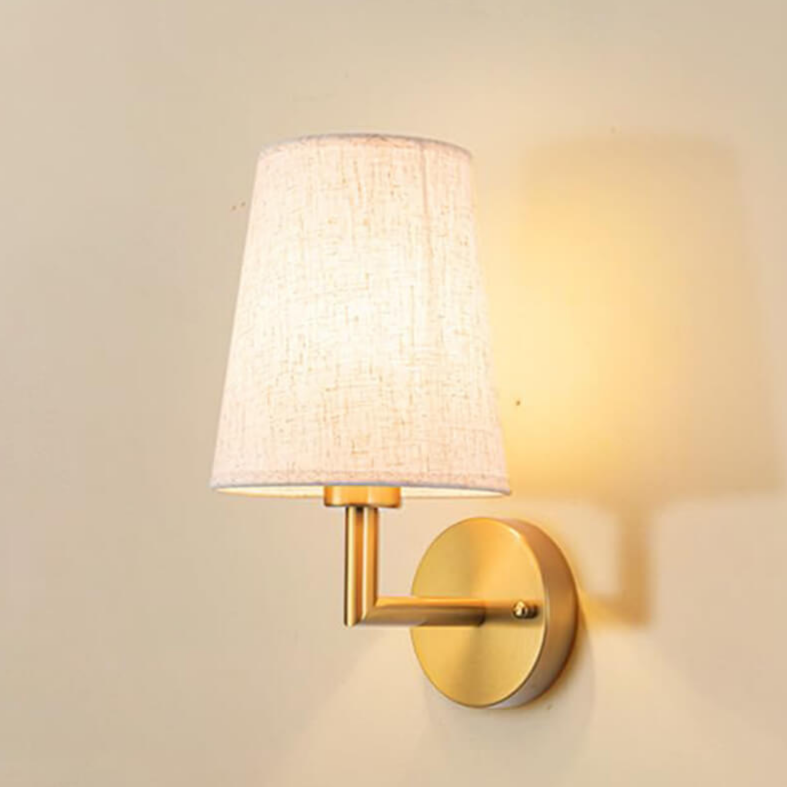 Modern Copper LED Wall Lamp with Cloth Shade
