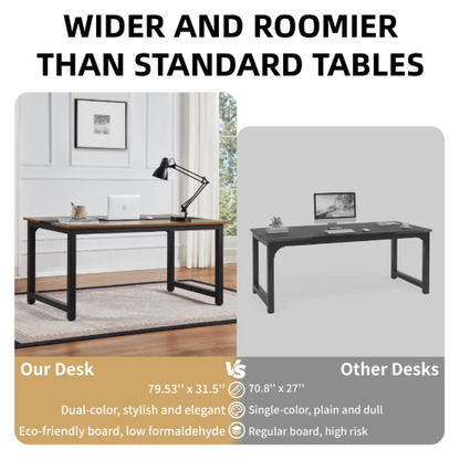79.5" Modern Computer Desk - Metal Frame Writing Desk for Home Office